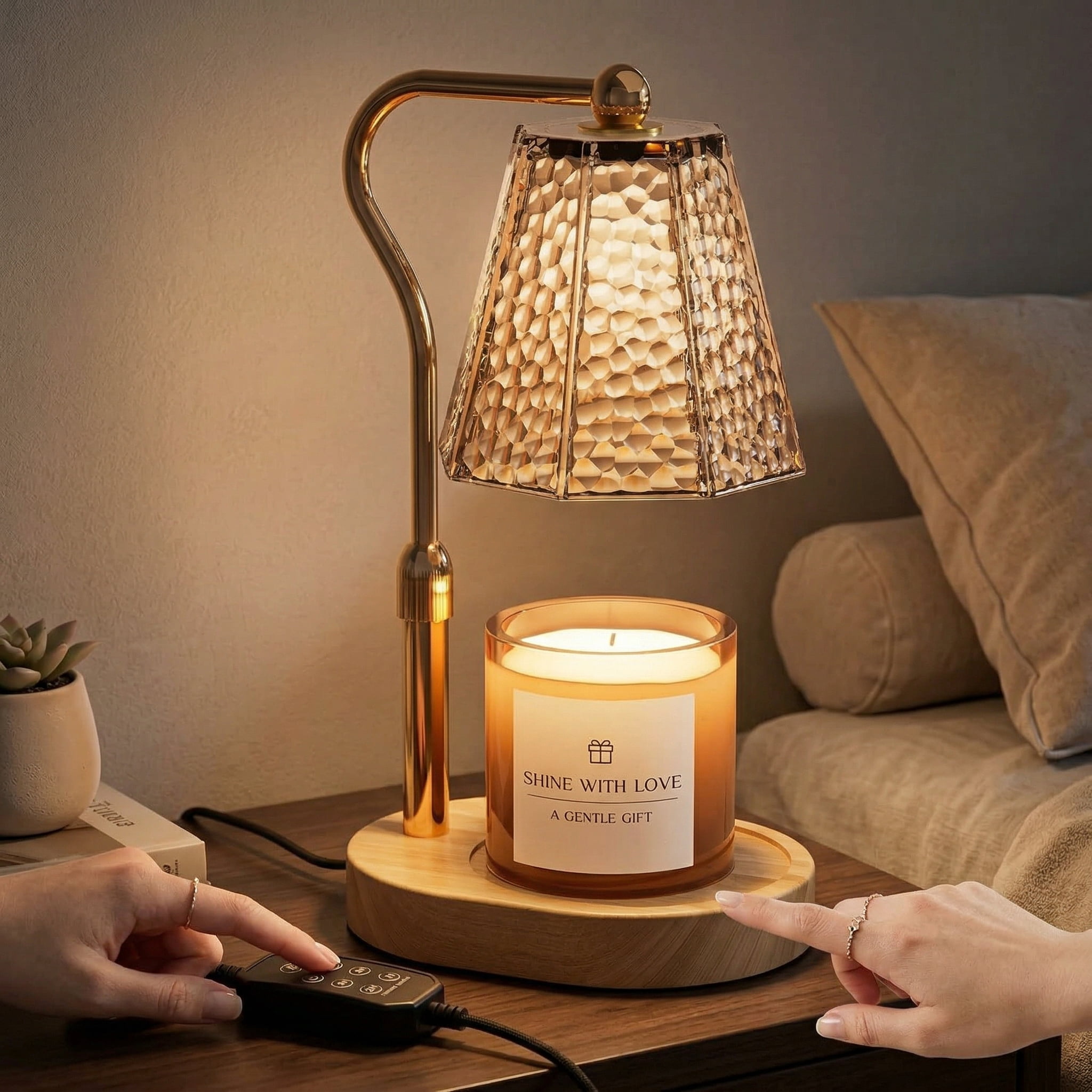 Dimmable Candle Warmer Lamp with Timer & Adjustable Height, Vintage-Style Wax Melt Warmer for Scented Jar Candles - Home Decor Gift for Women, Moms, Housewarming & Birthdays