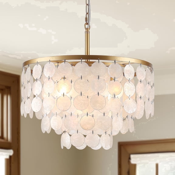 5-Light Coastal Gold Shaded Chandeliers