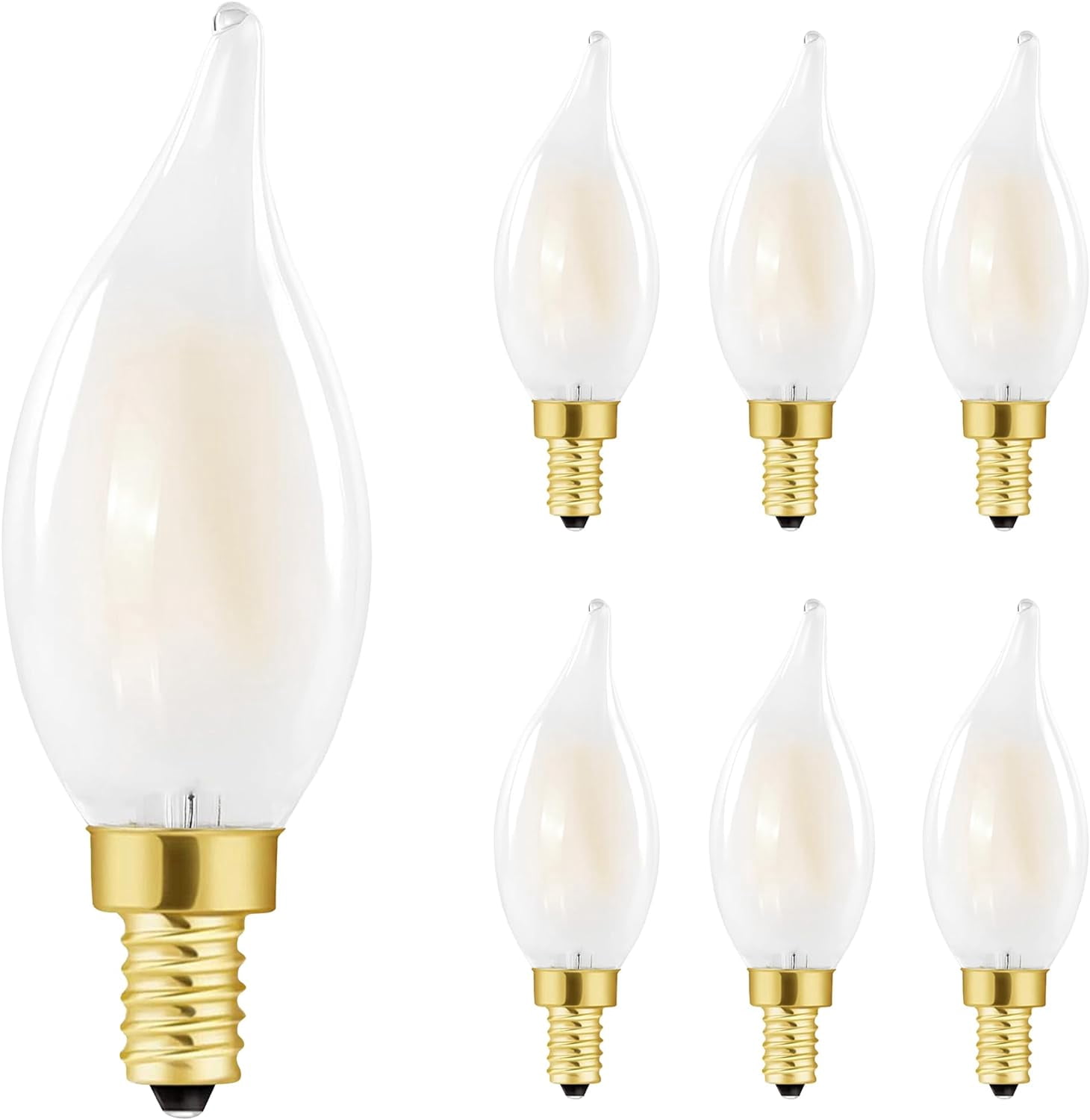 Dimmable E12 Candelabra LED Bulb 20watt, Frosted Chandelier LED Bulbs 2W Equal 20W Light Bulbs,Type B 2700k Warm White,AC120V 250LM Flame Tip Candle Light Bulbs(6 Pack)