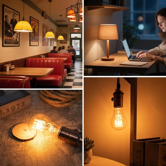 Dimmable E26 A19 Edison Bulbs Vintage Amber Light Bulbs 40 watt,Decorative Antique Spiral Filament Warm 2200K LED Light Bulb 400LM,for Rustic,Lamp,Chandelier,Pendant,Pack of 2