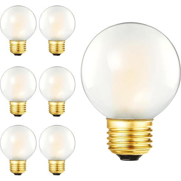 Dimmable E26 Edison Bulb G16.5 Frosted LED Bulb 4W Equal 40 watt Light Bulb, Warm 2700K,400LM AC120V, 40W Globe Light Bulb for Ceiling Fans, Chandeliers, Vanity, 6Pack (4W-2700K)