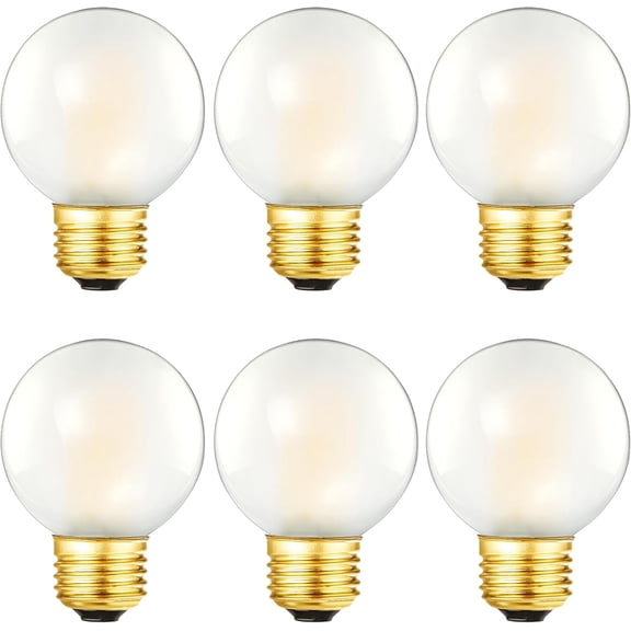 Dimmable E26 Edison Bulb G16.5 Frosted LED Bulb 6W Equal 60 watt Light Bulb, Warm 2700K,600LM AC120V, 60W Globe Light Bulb for Ceiling Fans, Chandeliers, Vanity,6Pack (6W-2700K)