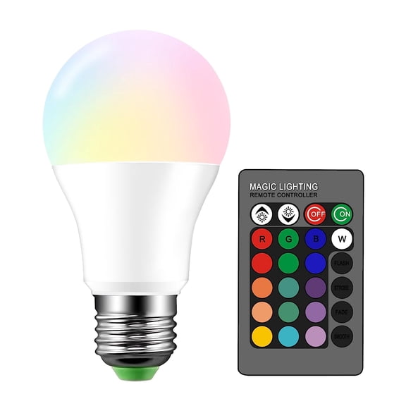 Dimmable E26 Warm LED Light Bulb, 6W RGBW Color 500LM with 16 Color Changing Modes for Christmas, Party etc with Remote Control 1PCS