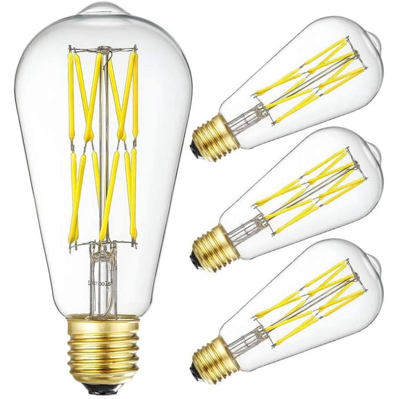 Dimmable Edison LED Bulb 10W,Equivalent 100Watt, Antique Style ST64 LED Filament Bulbs,Neutral White 4000K, 1200LM, E26 Base Lamp for Restaurant,Home,Reading Room, 4 Pack.