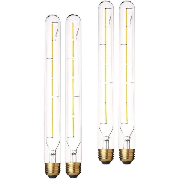 Dimmable Edison T10(T30) LED Tubular Bulb 6W,Warm White 2700K,T300 Long Tube Light Bulbs,Vintage LED Filament Bulbs 60 Watt Equivalent,E26 Base, 550LM, Clear Glass Cover,11.8in(300mm),4-Pack