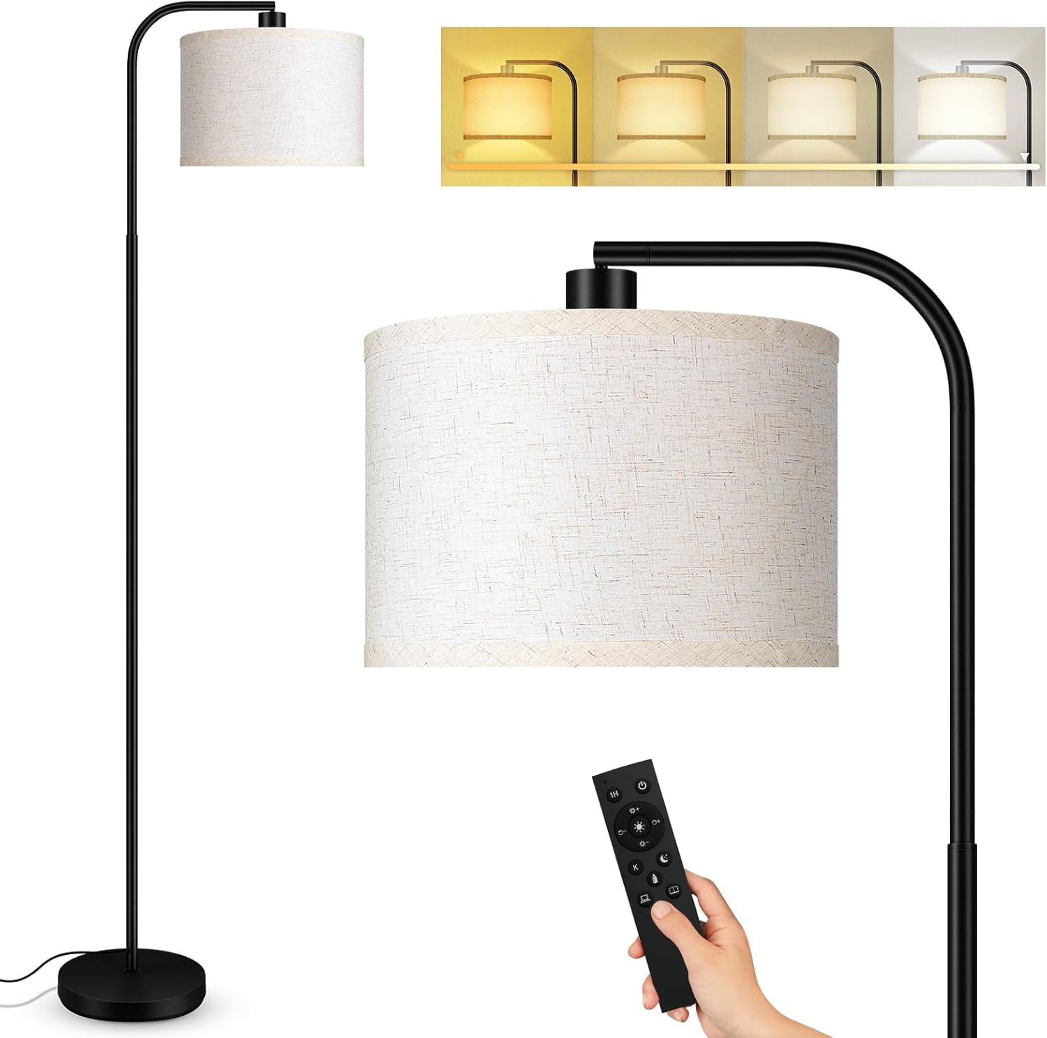 Dimmable Floor Lamp for Living Room, Arc Sofa Lamps with Remote Control