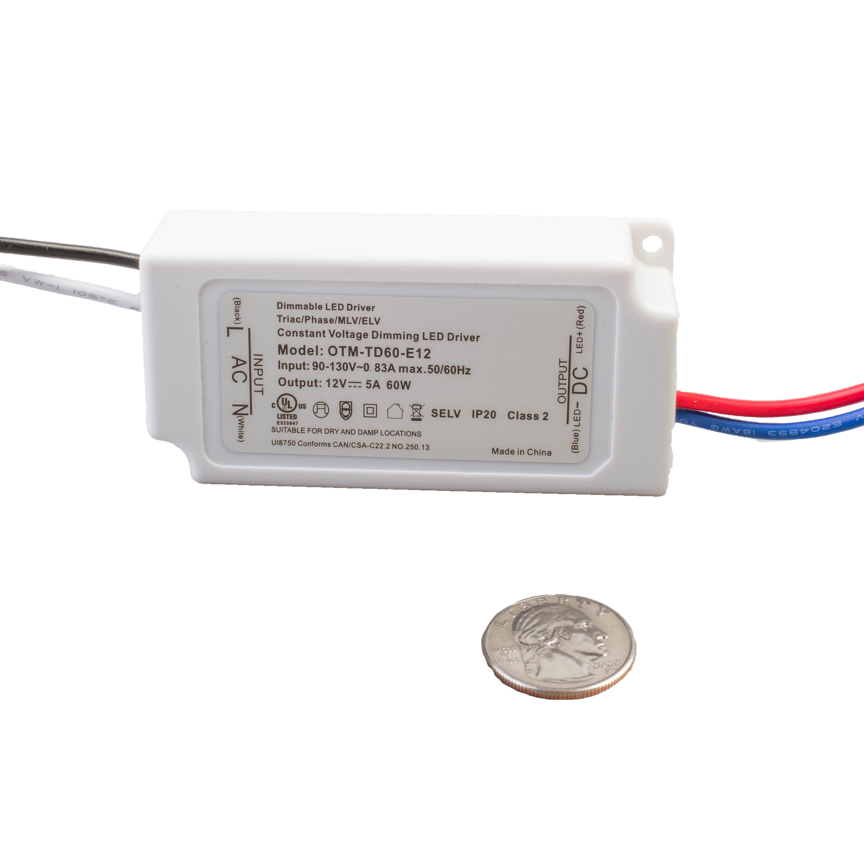 Dimmable LED Driver, UL Listed 12v 60w Power Supply 5 amp triac dimming