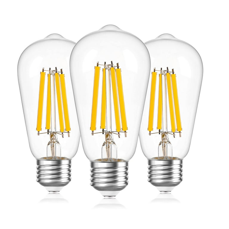 Dimmable LED Edison Bulb 12W Equivalent 120W ST58 E26 Antique Filament Bulbs Vintage Light lamp 1600 lumens Warm White 2700K ST19 Old Fashioned Retro Light Bulb Classic Clear Glass Pack of 3