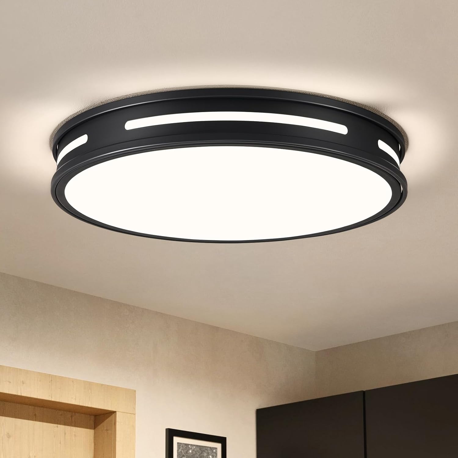 YURNYQ Gold LED Flush Mount Ceiling Light – Dimmable, 5CCT Selectable, 24W Round Modern Fixture