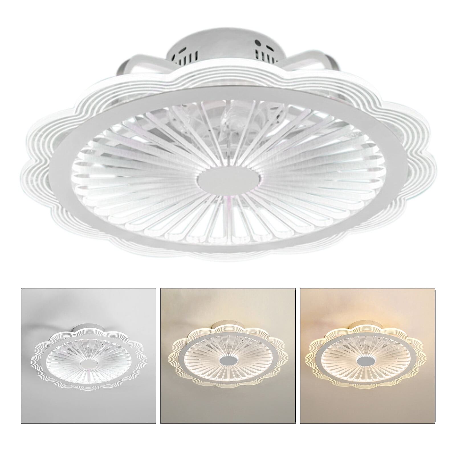 Dimmable LED Light Chandelier Modern Invisible 3 Speed Ceiling Fan Lamp, for the Living Room, Dining Room, Foyer, Villa, Bedroom, Restaurant, Study Room, and More
