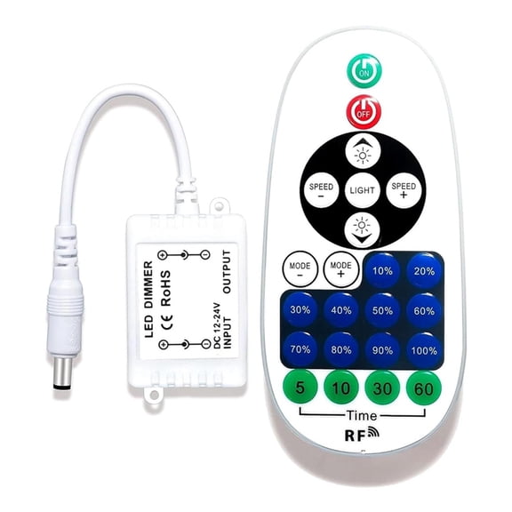 Dimmable LED Light Controller for Single Color Strip Lights, Neon Signs, DC 12-24V with Remote Control for Home, Cabinet