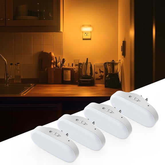 A Dimmable LED Night Light with Dusk to Dawn Sensor, 2 Pack, 1W 5000K Plug-in Night Light for Bathroom, Hallway, Bedroom, Kids Room, Stairway