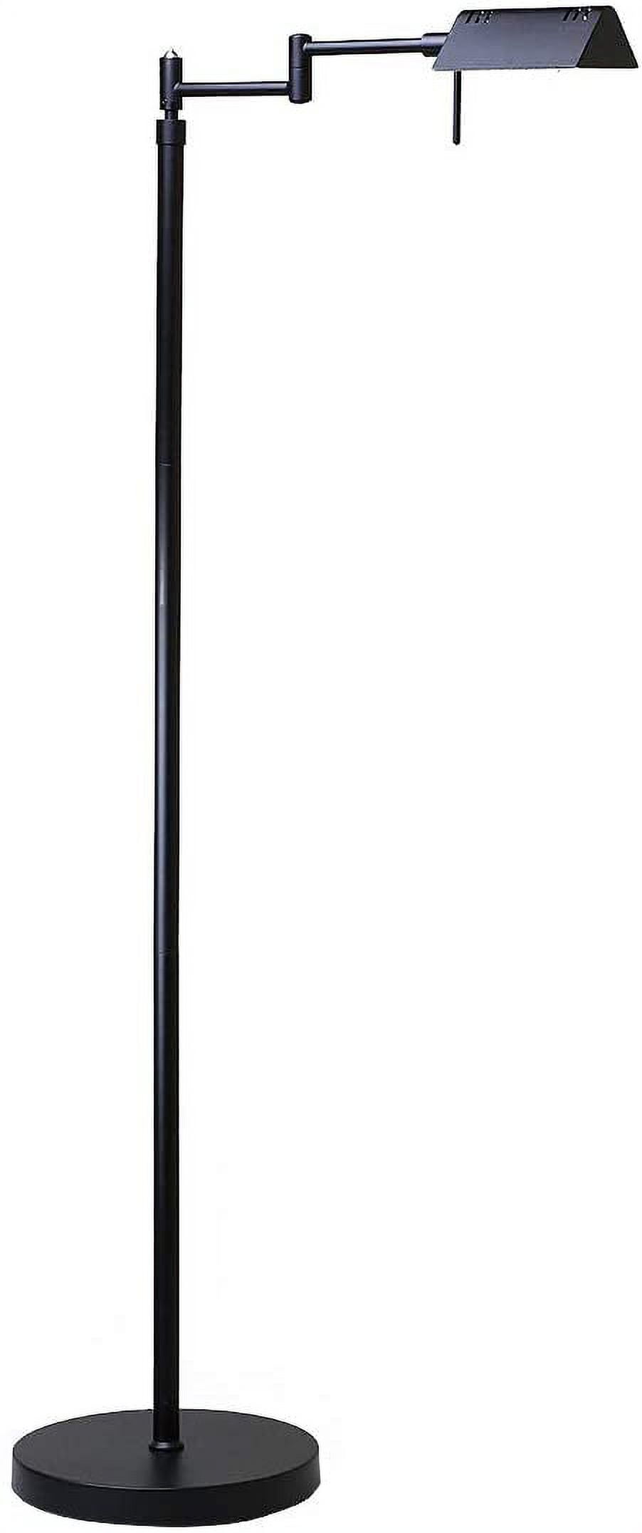 Adjustable Black Aluminum Pharmacy Floor Lamp with Frosted Glass Shade