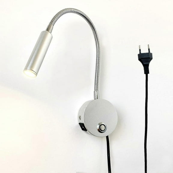 Dimmable LED Wall Mount Reading Lamp with USB Port Touch Switch Flexible Gooseneck 3W Bedside Light US Plug