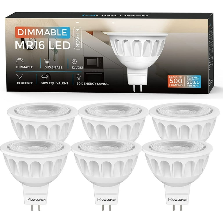12 Pack MR16 LED Bulbs 50W Halogen Equivalent, 2700K Warm White, 5W GU5.3  MR16 1