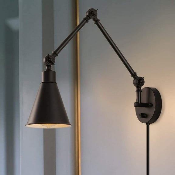 Dimmable Metal Wall Sconce 2-Pack Black Hardwire Industrial Vintage Wall Lamp