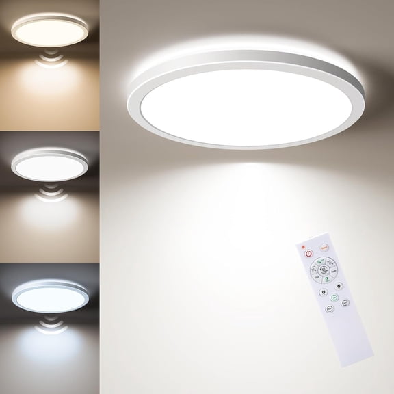 Dimmable Motion Sensor LED Ceiling Light with Remote, 9 Inch Wired Flush Mount 3000K 4000K 5000K, 1800LM Motion Sensor Light Indoor for Closet Hallway Laundry Stairs White Version