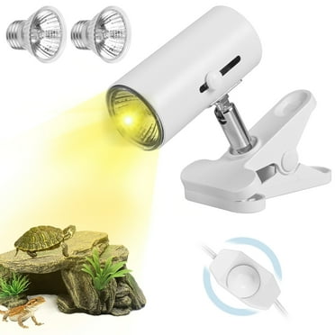 Dimmable Reptile Heat Lamp with 50W UVA UVB Light Bulb, Rotatable Turtle Basking Spot Light Simulated Sunlight, Suitable for Lizard,Bearded Dragon,Snake,Turtle,White