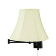 thumbnail image 1 of Dimmable Swing Arm Wall Light Bronze Brown Finish with Eggshell Shantung Bell Lampshade - For Bedside, Living Room, Reading Chair, 1 of 5