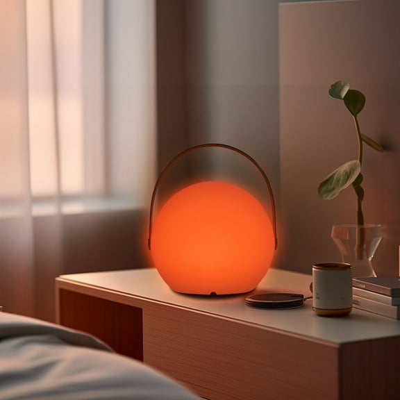 Dimmable Table Lamp With 16 Light Colors And 6 Brightness Levels,Modern Sphere Table Lamp, Table Lamp with Handle