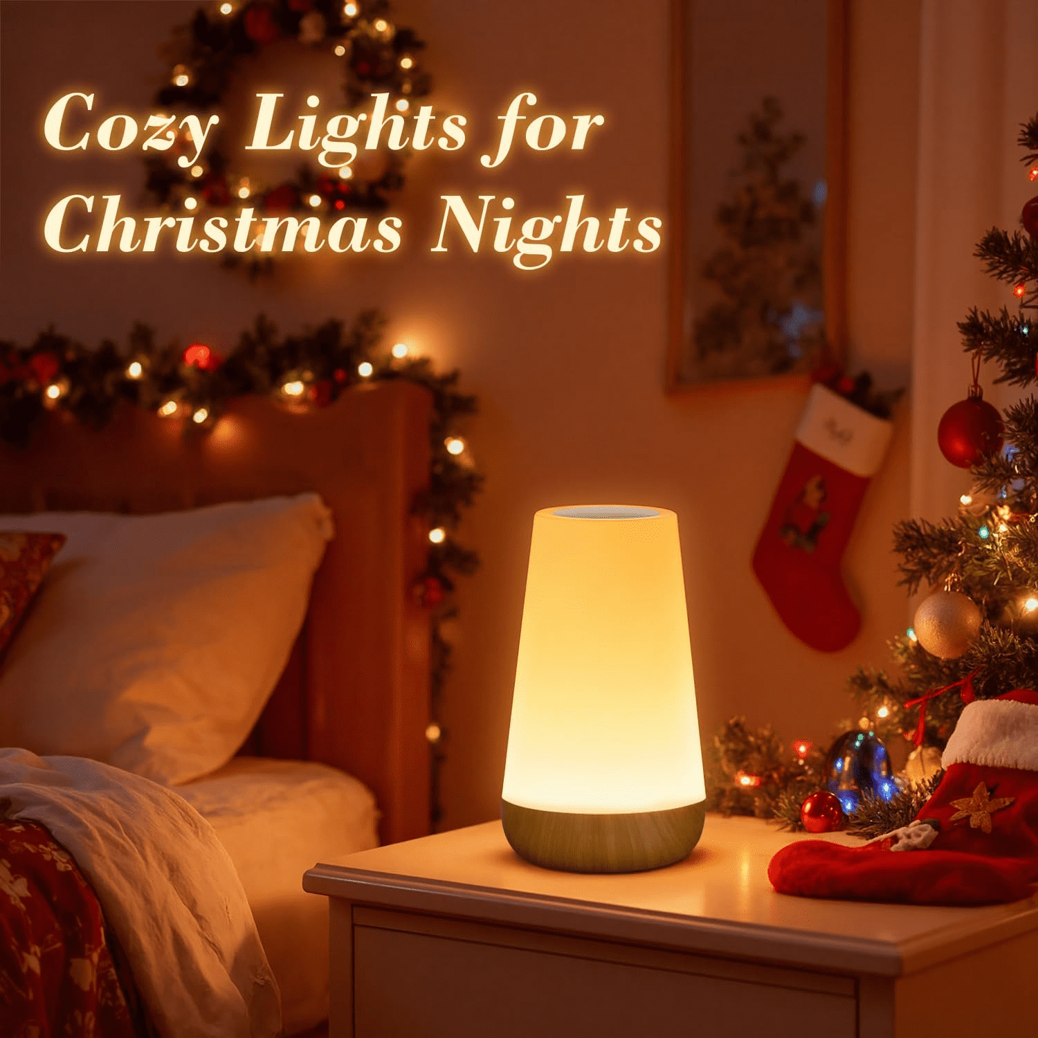 Dimmable Touch Night Light Table Lamp, 13 Colors RGB with 5 Brightness Levels, Rechargeable Portable Bedside Lamp for Bedroom Baby Room