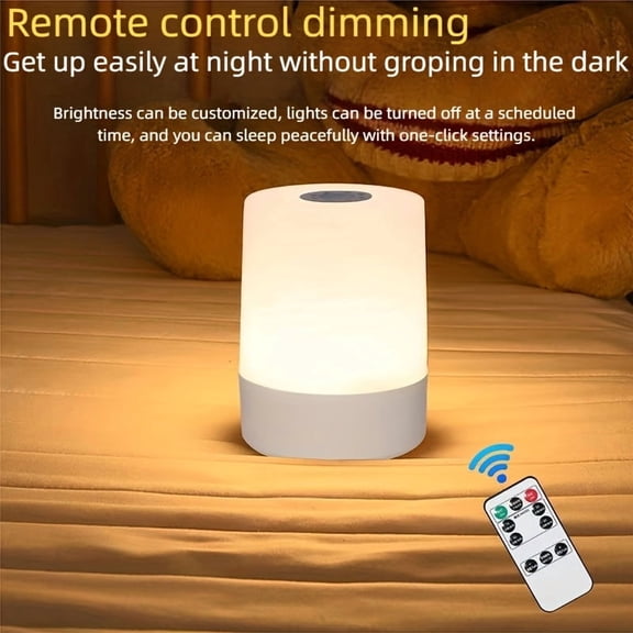 Dimmable Touch Remote Control Bedside Lamp, Stepless Dimming Mode, Three-color Adjustable LED Light, Equipped with 19.69inch Type-c Charging Cable, Suitable for A Variety Of Scenarios, Easy to Carry