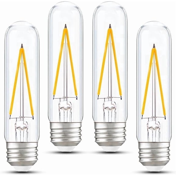 T30 LED Light Bulbs, 4W E26 Medium Base, 2700K Warm White, Vintage Herringbone Filament Design, Dimmable Energy Efficient Tubular Bulbs for Indoor Bedside Lamp Pendant Lights, 4Pack