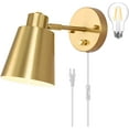 thumbnail image 1 of Dimmable Wall Sconce, Plug in Wall Sconce Adjustable Angle Wall Lights with Plug in Cord and Dimmer On/Off knob Switch, Gold Wall Mounted Light for Bedside Bedroom Doorway(1 Pack, 1 Bulb), 1 of 9