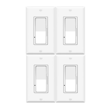 Dimmer Light Switch,Greencycle 4PK Single Pole/3 Way Dimmer Switch for Dimmable 150W LED CFL Light,600W Halogen and Incandescent,15A 120V,Neutral Wire Not Required,Residential/Commercial,ETL Listed