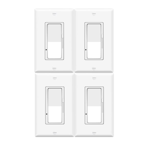 Dimmer Light Switch,Greencycle 4PK Single Pole/3 Way Dimmer Switch for Dimmable 150W LED CFL Light,600W Halogen and Incandescent,15A 120V,Neutral Wire Not Required,Residential/Commercial,ETL Listed