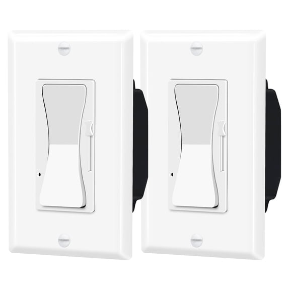 Dimmer Light Switch,Nineleaf 2 Pack Curved 3-Way Dimmer Switch for Dimmable 150W LED and CFL Lights, 600W Halogen and Incandescent,15A 120V, No Neutral Wire Required, Commercial Grade, ETL
