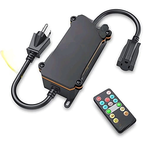 Dimmer for Outdoor String Lights 600W Outdoor Dimmer Light Switch Plug with 100FT Remote, Dusk-to-Dawn Timer & Memory, IP65 Waterproof Dimmer Switches for Led Lights, Indoor & Patio Lamps