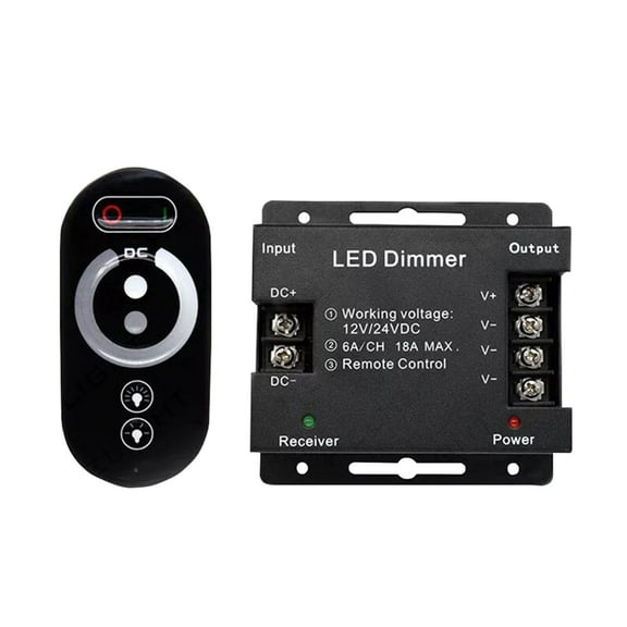 Dimmer Switch, DC 12V-24V 18A PWM LED Light Strip Dimmer with Dimmable Slide Remote Control, Adjust Brightness Dimmer Light Switch