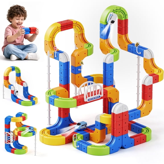 Dimoarch 172PCS Building Toys for Kids Ages 3 4 5 6 7 8, 3D Cube Track Magnetic Building Blocks with Electric Train Set, STEM Christmas Birthday Gift for Boys Girls