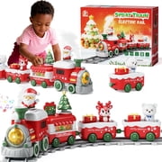 Dimoarch Christmas Toys for Kids 1 2 3 Year Old, Christmas Train Set for Toddlers, Electric Train Set with Steam, Light & Music, Gifts for Boy Girl