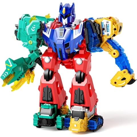 Dimoarch Magnetic Dinosaur Transforming Robot Toys for Boys Girls Age 3 4 5 6 7 8, 6-in-1 Dino Construction Trucks for Kids, Magnetic Car Toys, STEM Educational Building Toys Christmas Birthday Gift