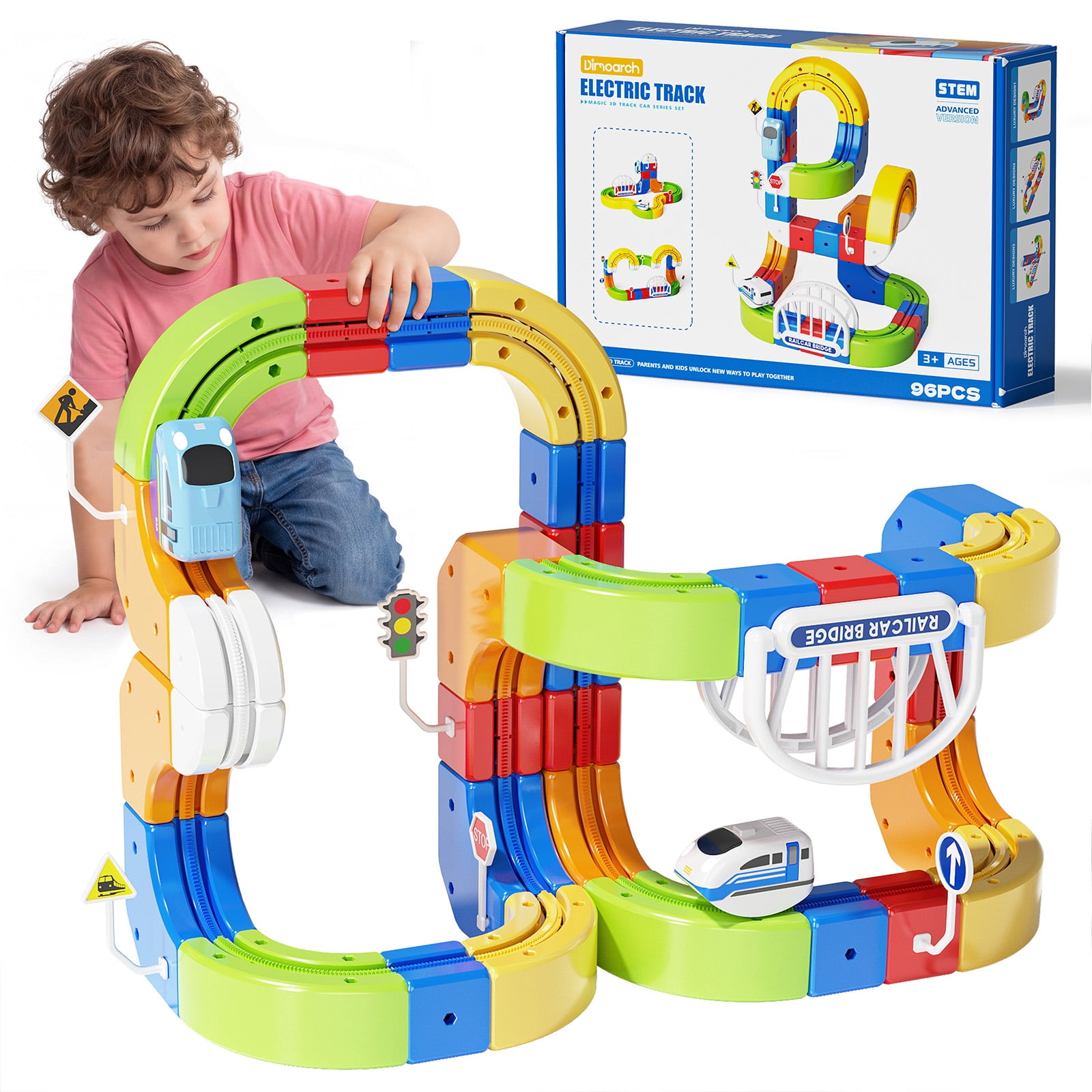 Track Fall Blocks Dimoarch Electric Train Set for Kids 3 4 5 6 7 8 Year Old, 3D Magic ...