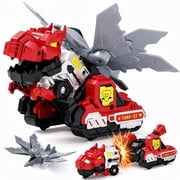 Dimaorch Dinosaur Trucks Toys for Boys 2 3 4 Year Old, Toddlers Magnetic Collision Cars and Trucks Toys for Boys Ages 3 4 5, Christmas Birthday Gifts