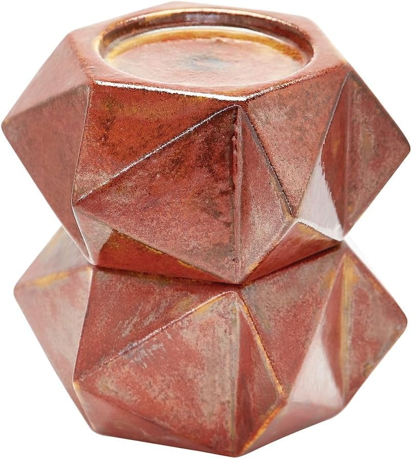 Russet Ceramic Origami Star Candle Holders, Set of 2