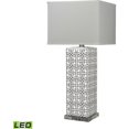 thumbnail image 1 of Dimond Lighting 31" 9.5W 1 LED Table Lamp, Gloss White/Royal Blue Finish with Pure White Faux Silk Shade, 1 of 1