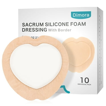Dimora 10 Pack Wound Dressing Sacrum Foam Bandages Silicone Adhesive Border 7"x7"