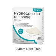 Dimora Hydrocolloid Dressing Sterile Self-Adhesive Patches Pads Bandages 10 Pack 4"x4"