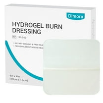 Dimora Hydrogel Burn Dressing Pads, 4" x 4" - 10 Pack | Instant Cooling Gel for Burn Relief & Wound Care | First Aid for Minor Burns, Cuts, Abrasions