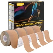 Dimora Kinesiology Tape 4 Rolls - Elastic Cotton Athletic Tape, 65.6 ft 80 Precut Strips in Total, Medical Grade Adhesive Sports Tape for Muscle Pain Relief and Joint Support