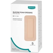 Dimora Silicone Foam Dressing with Border Adhesive 4x8 Waterproof Wound Dressing Bandage for Wound Care 5 Pack