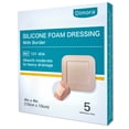 thumbnail image 1 of Dimora Silicone Foam Dressing with Border, Waterproof Wound Dressing, Square Breathable Silicone Bandage for Wound, 4"x4" Pack of 5, 1 of 7