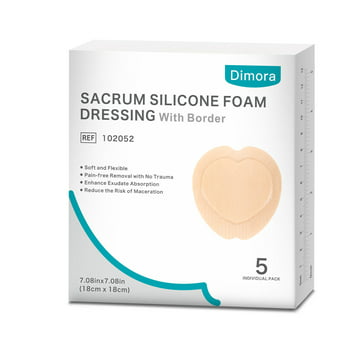 Dimora Silicone Sacrum Foam Dressing with Border Adhesive Waterproof Wound Dressing Healing Pads 5pcs