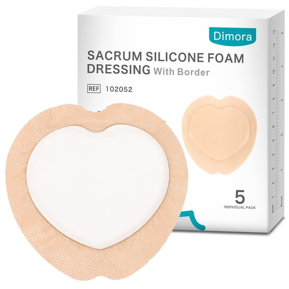 Dimora Silicone Sacrum Foam Dressing with Border Adhesive Waterproof Wound Dressing Healing Pads 5pcs