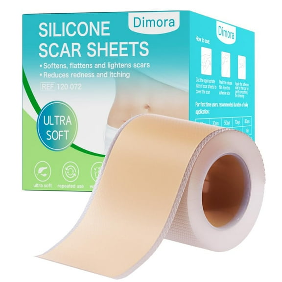 Dimora Silicone Scar Sheets, Extra Long Silicone Scar Tape, Waterproof Scar Treatment, Scar Removal Strips for Surgical Scars, C-Section, Keloid, Tummy Tuck, 1.6”x120" Roll