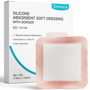 Dimora Super Absorbent Wound Dressing, Gentle Adhesive Bandages, Self-Adhesive Bandages with Ultrasorb Polymer, Heavy Exudate Wound Pad, 6X 6 10 Packs